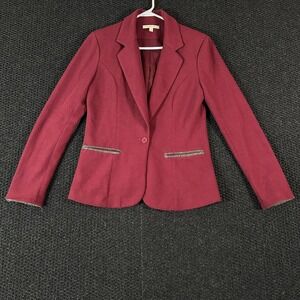41 Hawthorne Burgundy Textured Knit Blazer Jacket Elbow Patches Size S